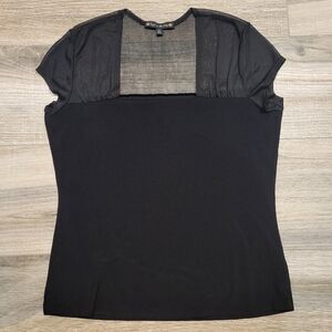 Vintage Suzie In The City Sheer Cap Sleeve Square Neck Blouse Medium
